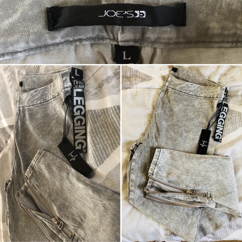 🆕👖 Zip Ankle Denim Skinny Leggings GRAY Jegging - Picture 4 of 7
